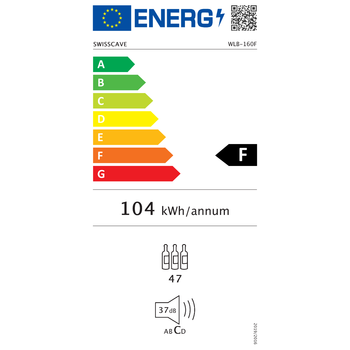 Energieetikette des SWISSCAVE WLB-160F