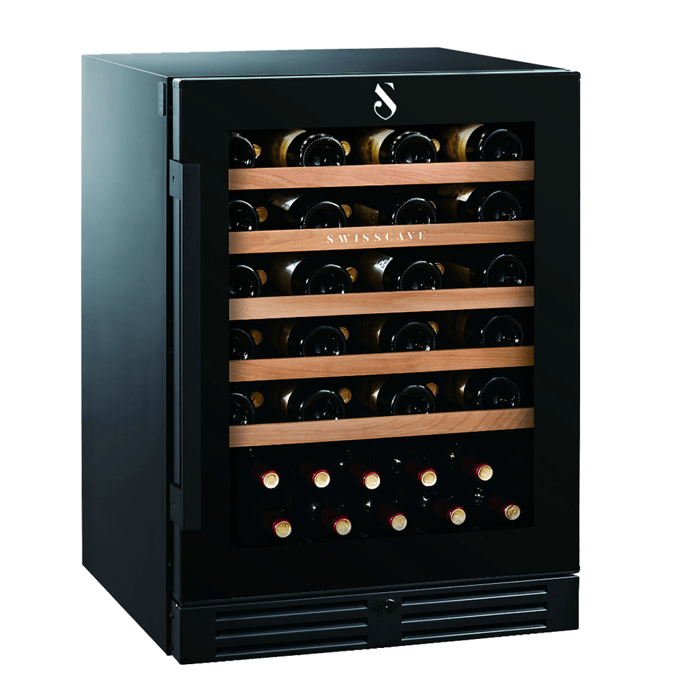 SWISSCAVE PREMIUM EDITION WLB-160F Weinkühlschrank – leicht seitliche Ansicht