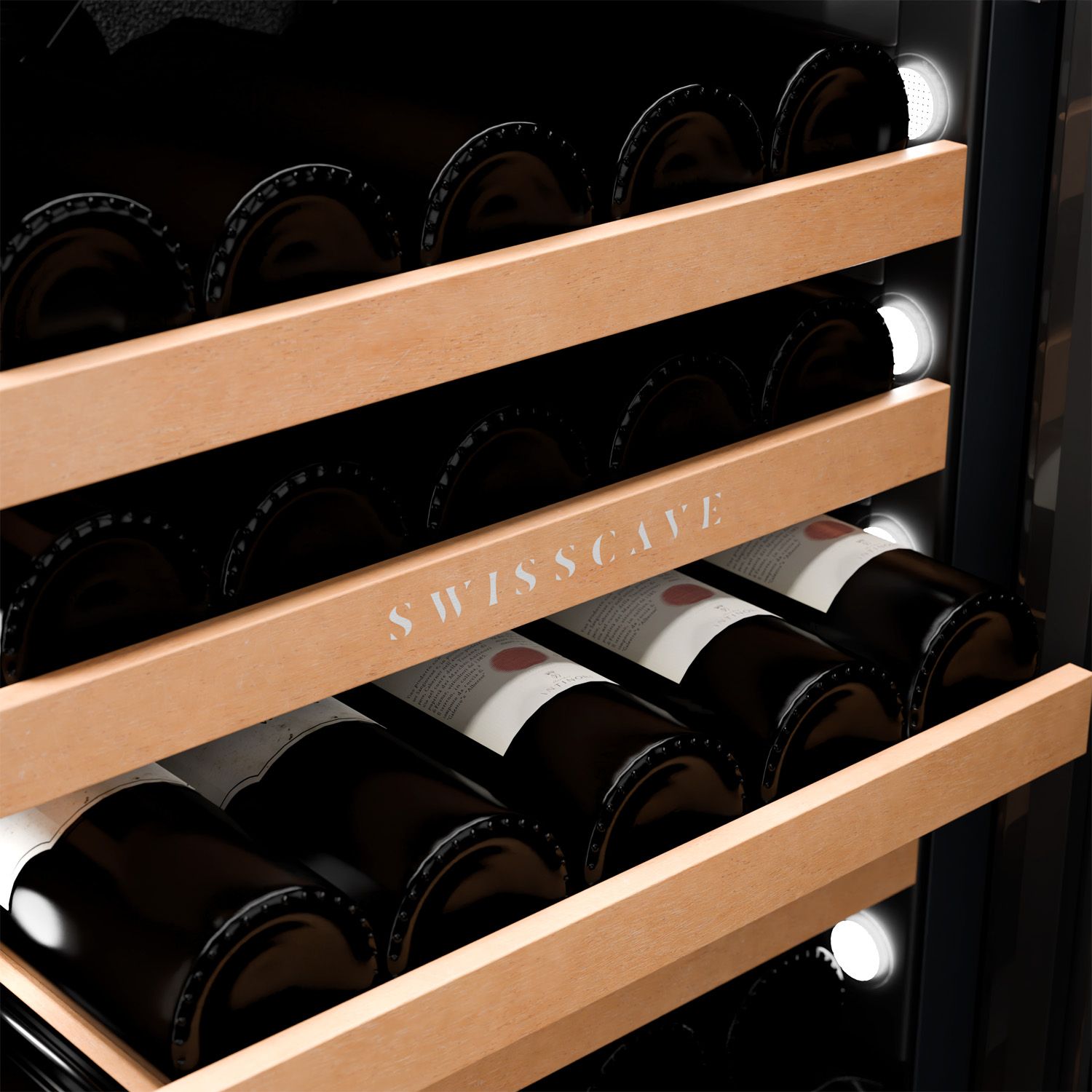 WLB-320DF-BLACK 2-Zonen Weinkühlschrank | 160cm | 68 Flaschen